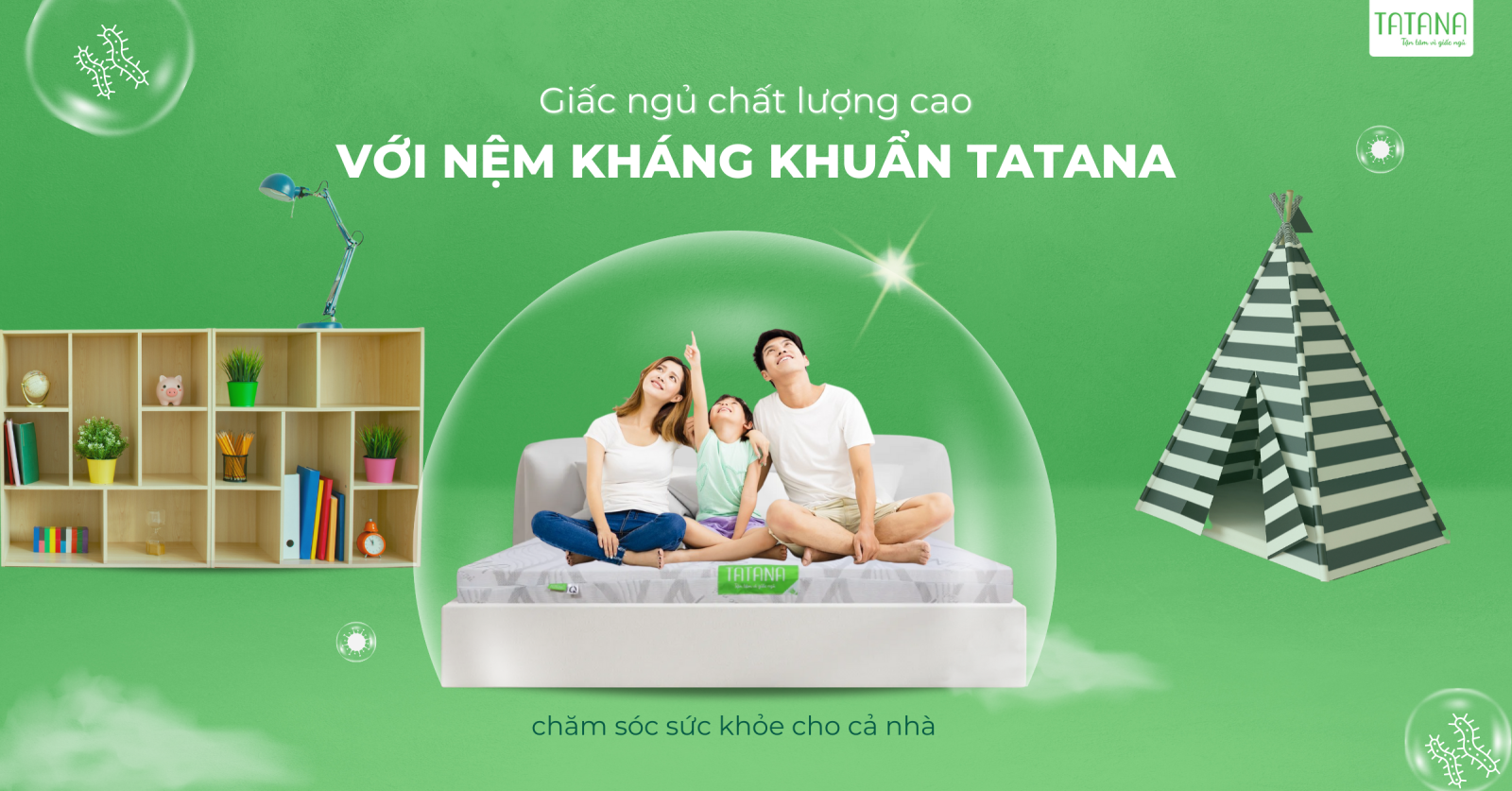 Giấc ngủ chất lượng cao với nệm kháng khuẩn Tatana