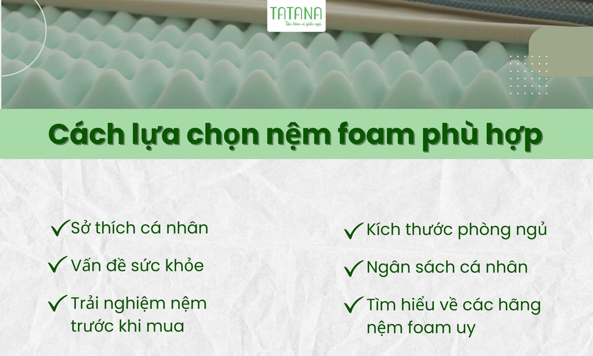 Cách lựa chọn nệm foam phù hợp