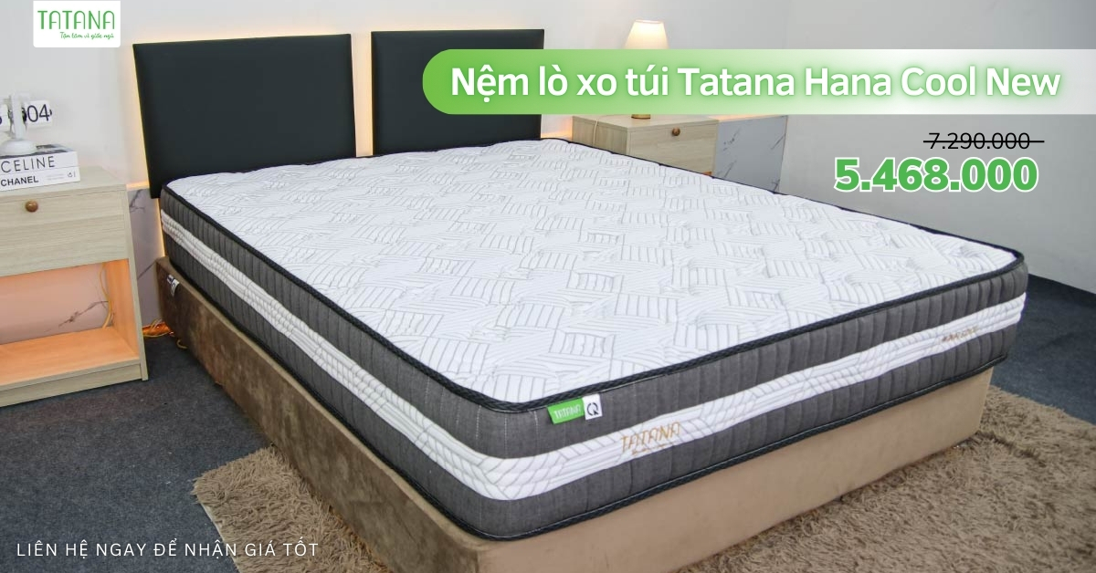 Nệm Hana Cool New Tatana cao 27cm thiết kế sang trọng cùng lớp vải Cool lạnh mát mẻ