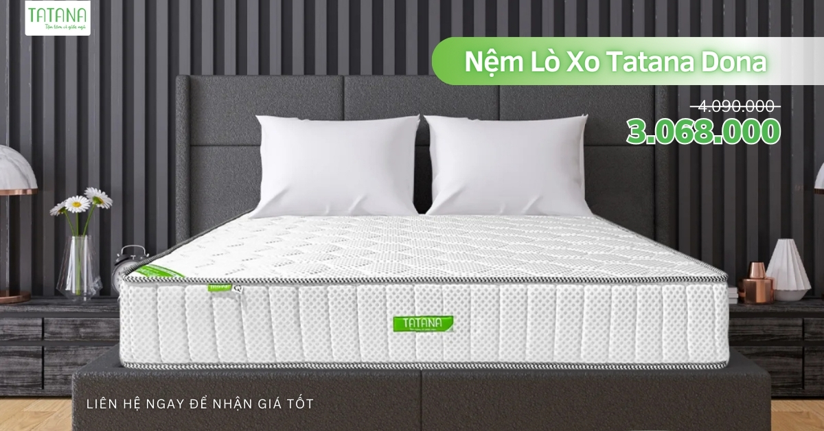 Nệm lò xo Tatana Do na có độ cao 25 cm sử dụng lớp vải gấm lạnh mát mẻ